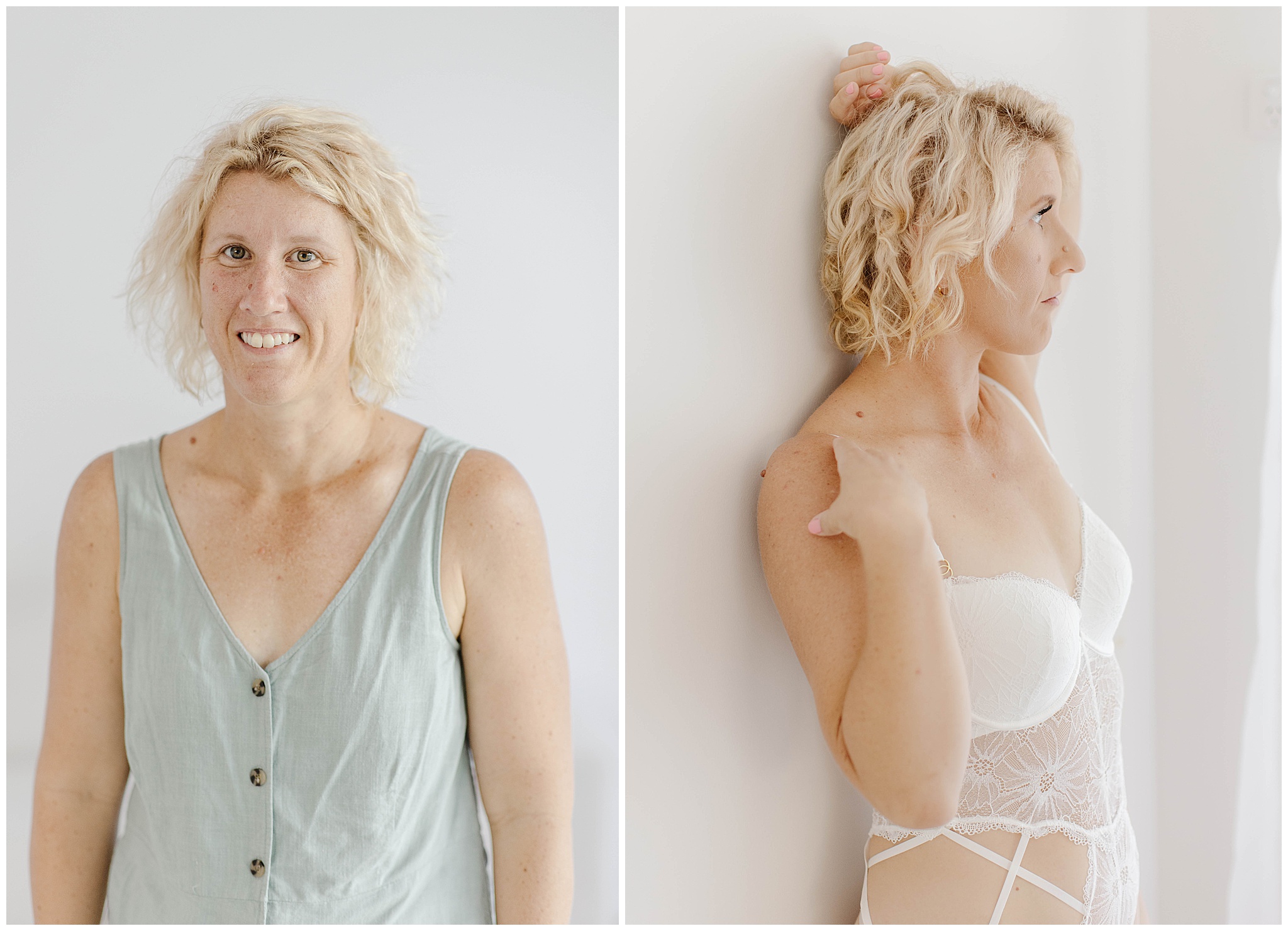 before and after photos of blonde woman for alyce holzy boudoir