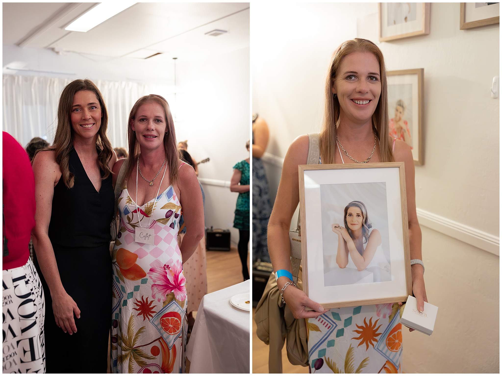 Alyce Holzy and Collett, a participant, who holds her framed 40 Over 40 Project portrait