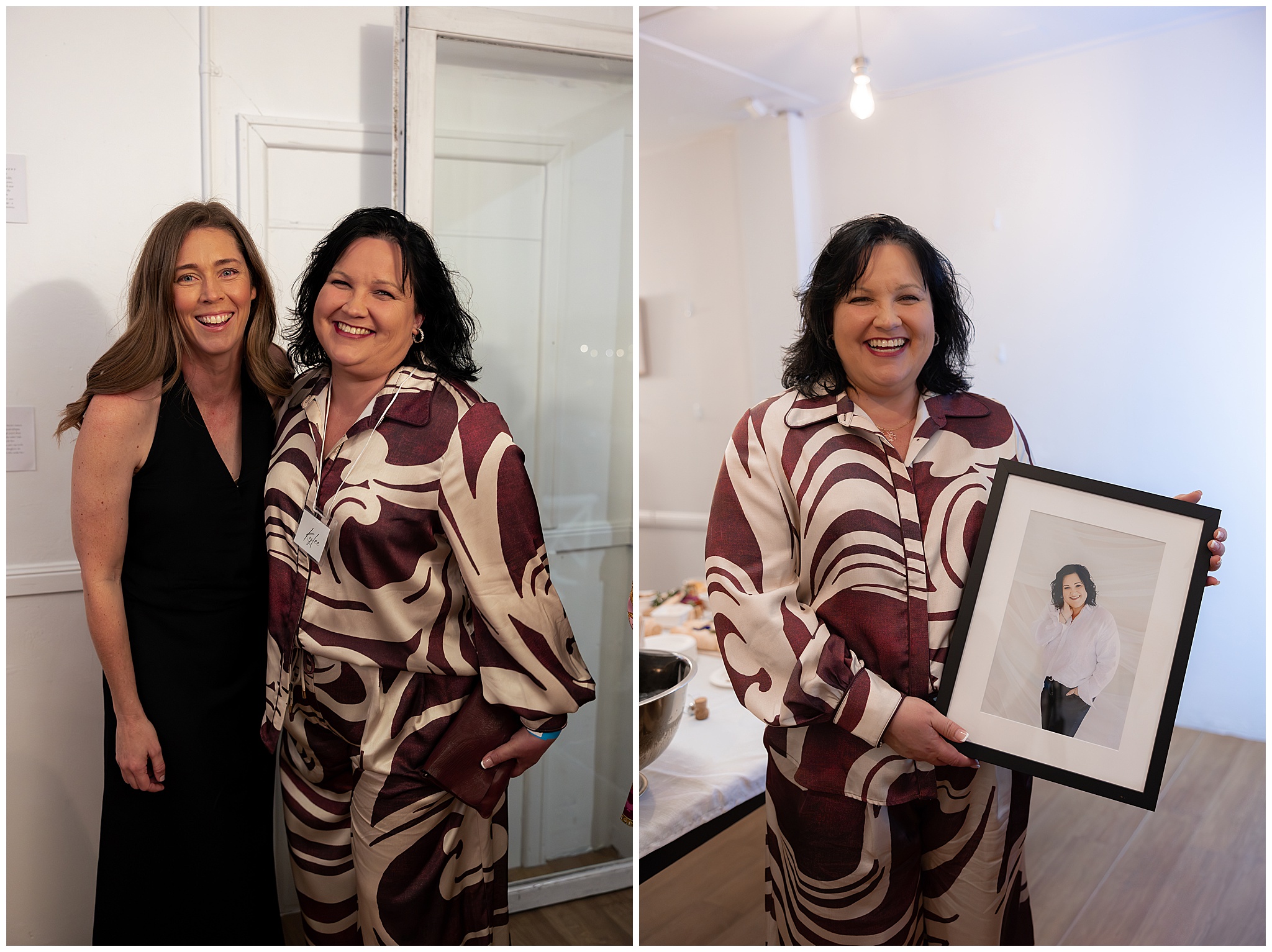 Alyce Holzy with Kylee, a participant, who holds her framed portrait