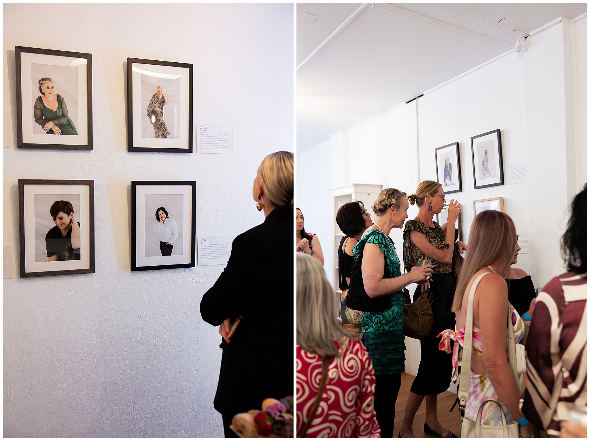Guests looking at the black and white portraits and mingling at the Barrel Room, Mackay